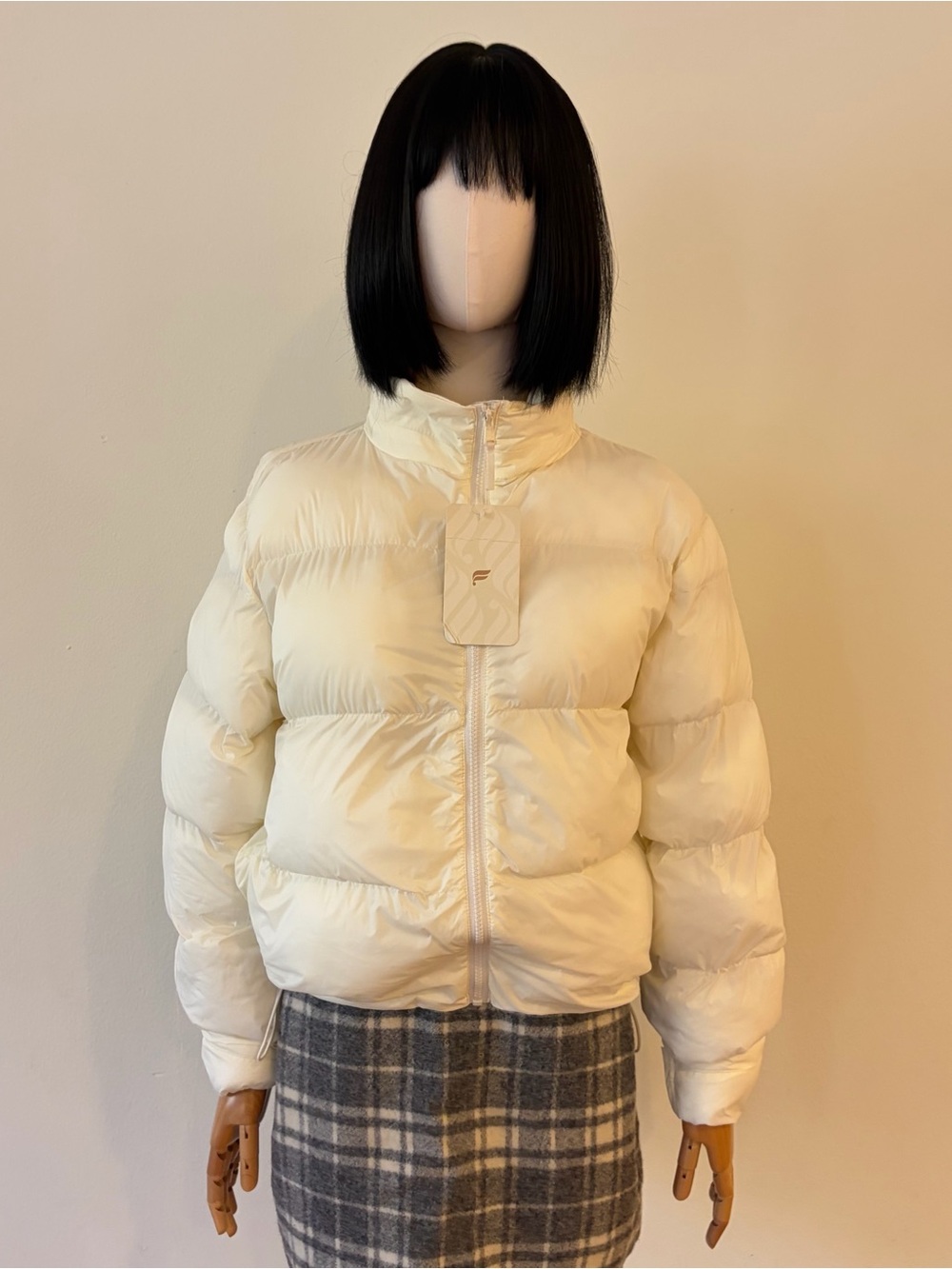 NWT Fabletics Beatrix Packable Puffer Jacket White Ivory S Short Puffer Coat